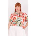 Blusa Peplum Floral Color - Plus Size