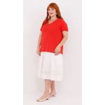 Blusa Podrinha Gola V Vermelho Coral - Plus Size