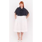 Blusa em Crepe com Gola Laço Azul Marinho - Plus Size