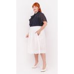 Blusa em Crepe com Gola Laço Azul Marinho - Plus Size