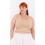 Top Segunda Pele Malha Bege - Plus Size