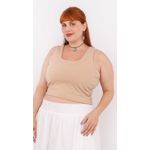 Top Segunda Pele Malha Bege - Plus Size