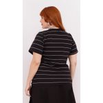 Blusa Malha Premium Preta Listra Fina - Plus Size