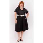 Blusa Malha Premium Preta Listra Fina - Plus Size