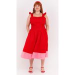 Saia Algodão Vermelho & Pink - Plus Size