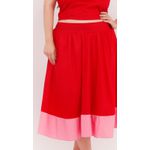 Saia Algodão Vermelho & Pink - Plus Size