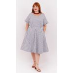 Blusa Social Algodão Listrada Azul - Plus Size