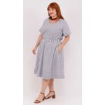 Blusa Social Algodão Listrada Azul - Plus Size