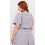 Blusa Social Algodão Listrada Azul - Plus Size