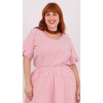 Blusa Social Algodão Listrada Vermelha - Plus Size