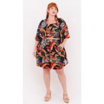 Quimono Viscose Estampa Marinho Color - Plus Size