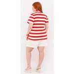 Blusa Premium Listra Vermelha Gola Pink - Plus Size