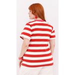 Blusa Premium Listra Vermelha Gola Pink - Plus Size