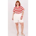 Blusa Premium Listra Vermelha Gola Pink - Plus Size
