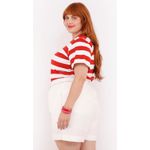 Blusa Premium Listra Vermelha Gola Pink - Plus Size
