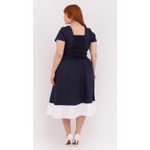 Vestido Algodão Azul Barra Branca - Plus Size