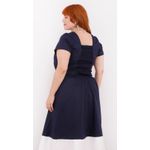 Vestido Algodão Azul Barra Branca - Plus Size