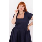Vestido Algodão Azul Barra Branca - Plus Size