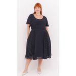 Vestido em Crepe Godê Azul Marinho - Plus Size