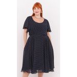 Vestido em Crepe Godê Azul Marinho - Plus Size