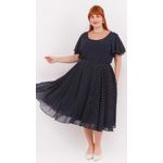 Vestido em Crepe Godê Azul Marinho - Plus Size