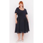 Vestido em Crepe Godê Azul Marinho - Plus Size