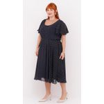 Vestido em Crepe Godê Azul Marinho - Plus Size