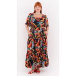 Vestido Viscose Estampa Marinho Color - Plus Size