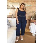 Top Babadinho Linho Azul Marinho - Plus Size