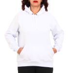 Blusa Avulsa Moletom Feminino Canguru com Capuz Branco