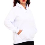 Blusa Avulsa Moletom Feminino Canguru com Capuz Branco