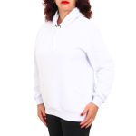 Blusa Avulsa Moletom Feminino Canguru com Capuz Branco