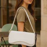 Bolsa Feminina Baguete Ombro Média Off White