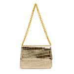 Bolsa Pequena Feminina Croco Dourada
