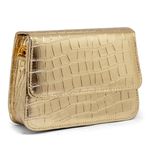 Bolsa Pequena Feminina Croco Dourada