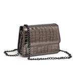 Bolsa Pequena Feminina Croco Grafite