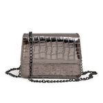 Bolsa Pequena Feminina Croco Grafite