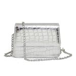 Bolsa Pequena Feminina Croco Prata