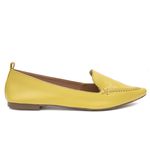 Mocassim Feminino Confort Bico Fino Couro Legítimo Amarelo