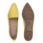 Mocassim Feminino Confort Bico Fino Couro Legítimo Amarelo