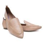 Mocassim Feminino Confort Bico Fino Couro Legítimo Nude