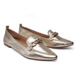 Mocassim Feminino Confort Bico Fino em Couro Nude, KRN SHOES