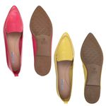 Kit 02 Mocassins Femininos Confort Bico Fino Couro Legítimo Pink e Amarelo