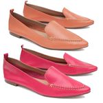 Kit 02 Mocassins Femininos Confort Bico Fino Couro Legítimo Pink e Coral