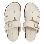 Sandália Papete Feminina Sola Baixa Sintético Off White
