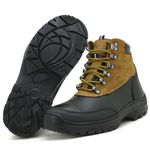 Coturno Adventure Trekking Couro Floater Preto e Castor