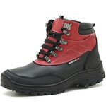 Coturno Adventure Trekking Couro Floater Preto e Vermelho