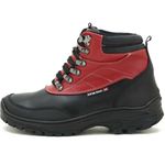 Coturno Adventure Trekking Couro Floater Preto e Vermelho