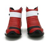 Bota Motociclista Cano Curto Couro Legítimo Vermelho e Branco