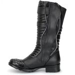 Bota Motociclista Feminina Cano Alto Refletivo Couro Legítimo Preto